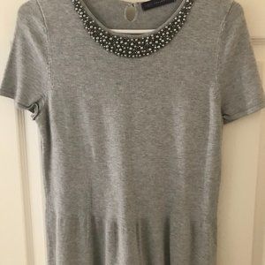 Like New M & S Collection Women's Sweater with Beaded Neckline, Size US 8
